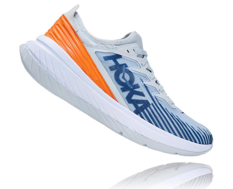 Running Shoes Mens - Hoka One One Carbon X-SPE - White/Blue - TIOMPKG-06